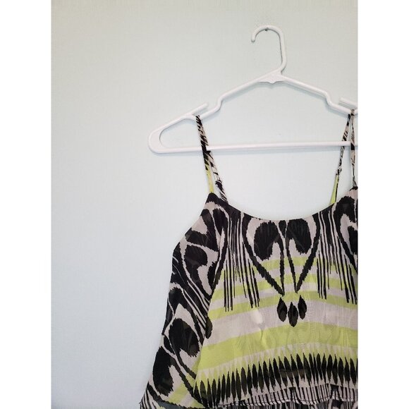 Bisou Bisou Women Sz 2 Sun Dress Hi Low Asymmetrical Boho Green Spaghetti Strap - Picture 4 of 6